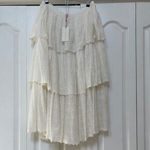 NWT Love Shack Fancy Kasiana skirt eyelet tiered 8